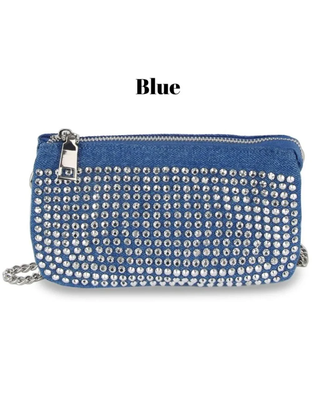 NWT Rhinestone Denim Crossbody Bag Bling Y2K Sparkly Small Purse